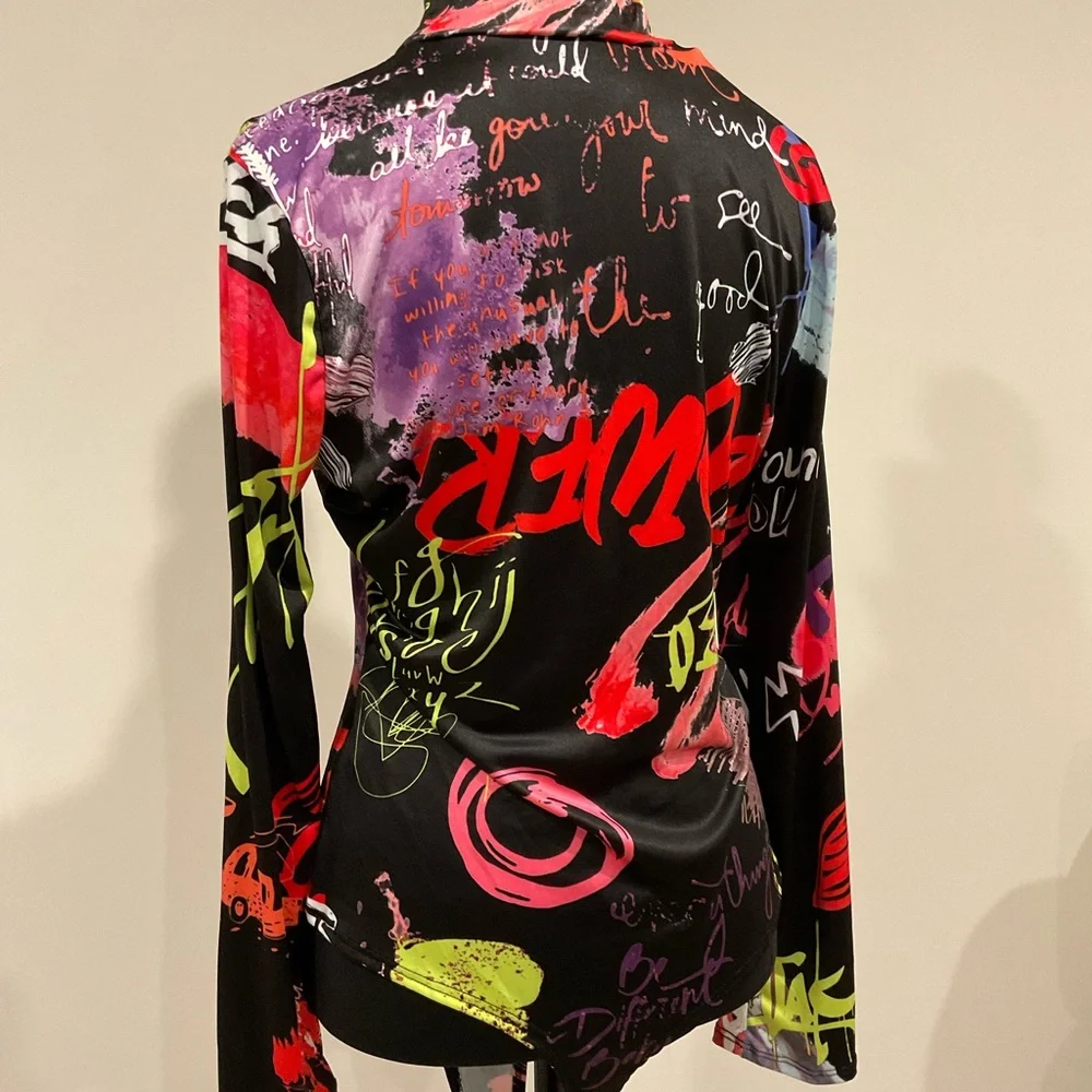 Fashion Nova Black and Red Long Sleeve Tee - Picture 2 of 3